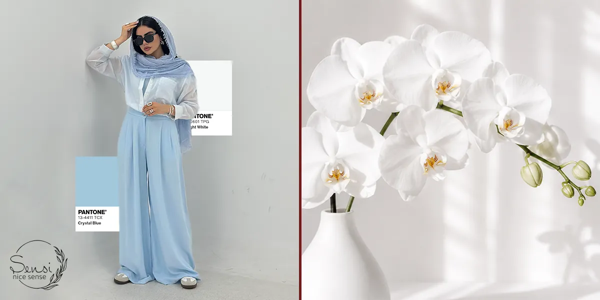 شلوار لنین بگ آبی با شومیز سفید 